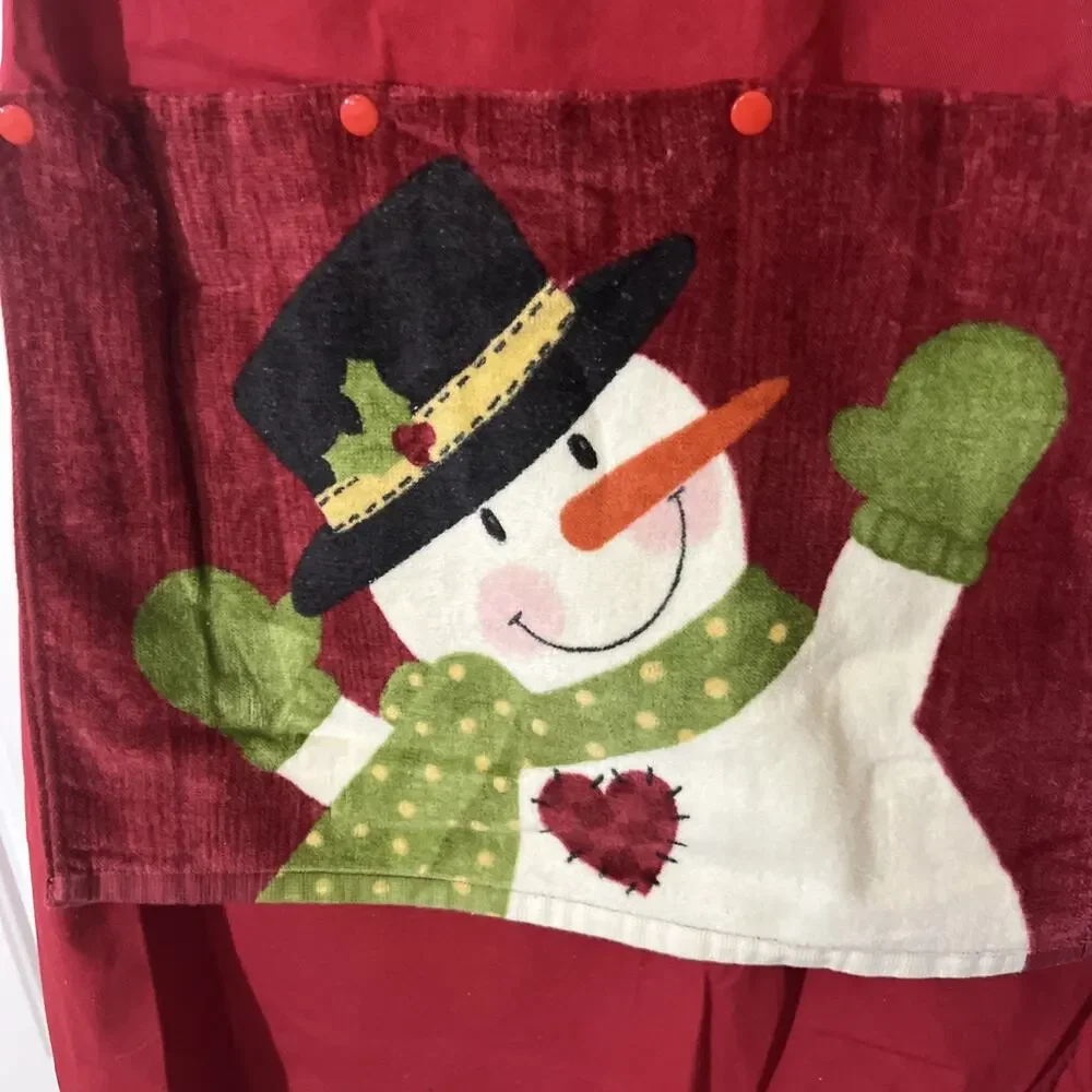 Custom Made Kitchen Apron With Embroidery & Removable Towel Washable Christmas